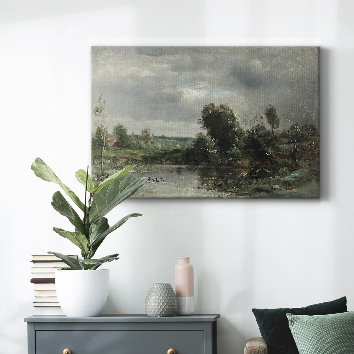 Vintage Landscape -DXXXII -Gallery Wrapped Canvas - Bed Bath