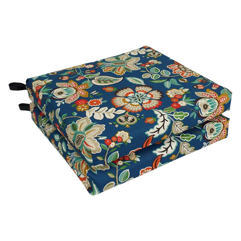 20-inch by 19-inch Indoor/Outdoor Chair Cushions (Set of 2) - 20 x 19 - Telfair Peacock