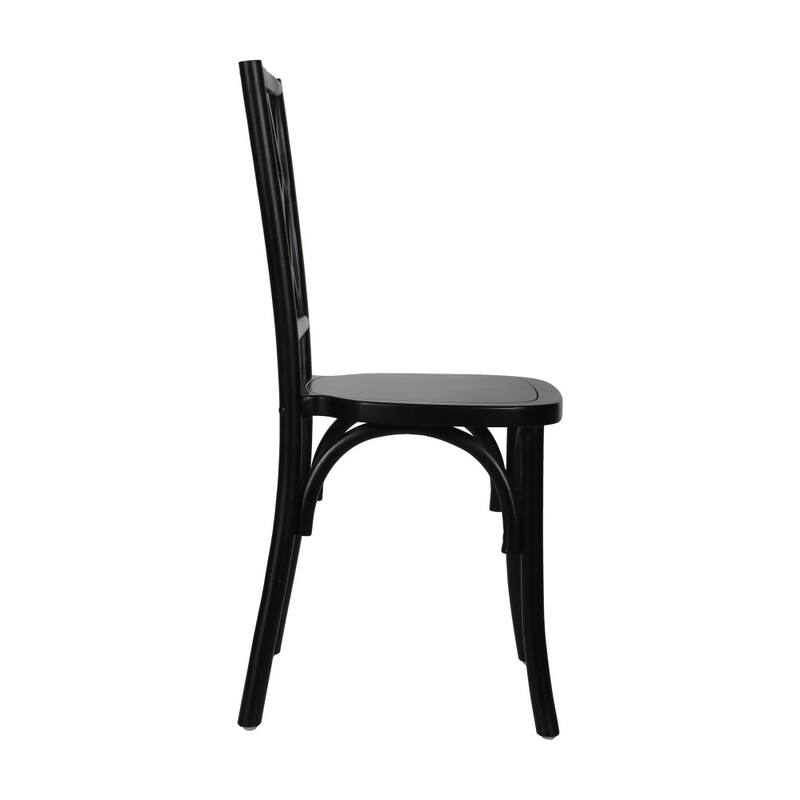 Commercial Solid Wood Stackable Dining Chair with Intricate Back Detail - 19.75"D x 17.25"W x 35.5"H