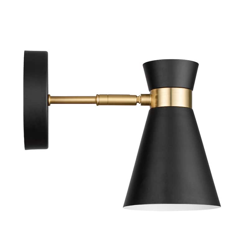 Prominence Home 2-Pack Battery-Operated LED Matte Black Wall Sconce with Brushed Gold Accents