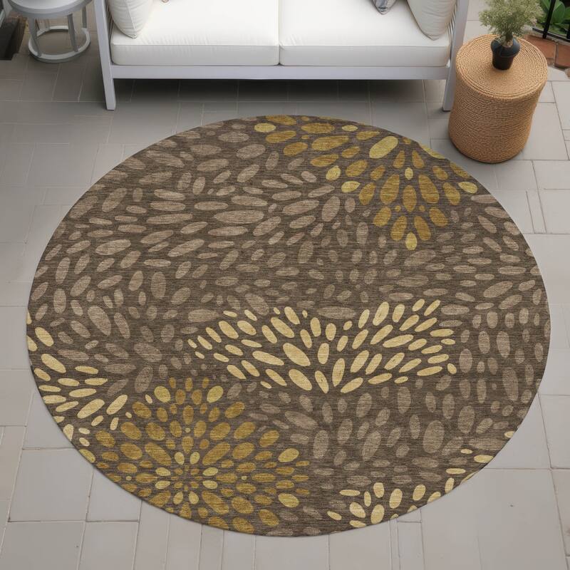 Machine Washable Indoor/ Outdoor Modern Genoa Chantille Rug - Chocolate - 8' x 8'