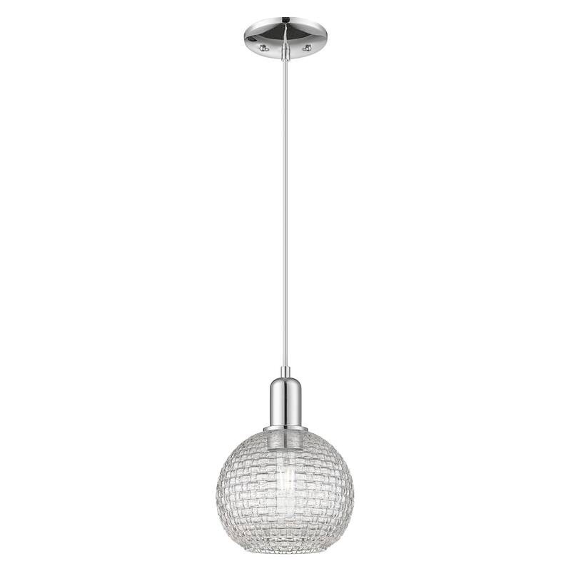 Innovations Lighting Endless Possibilities Arcadia - Athens - 1 Light 8" Basketweave Cord Hung Mini Pendant - Polished Chrome