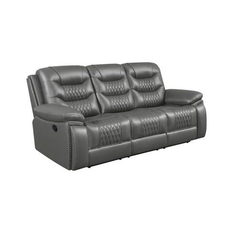 Upholstered Reclining Sofa With Cup Holders, Charcoal