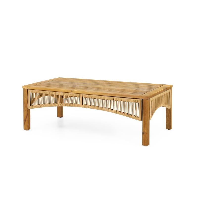 Roomfitters Outdoor Acacia Wood Patio Furniture Set with Coffee Table, Deep Seating Conversation Set for Porch