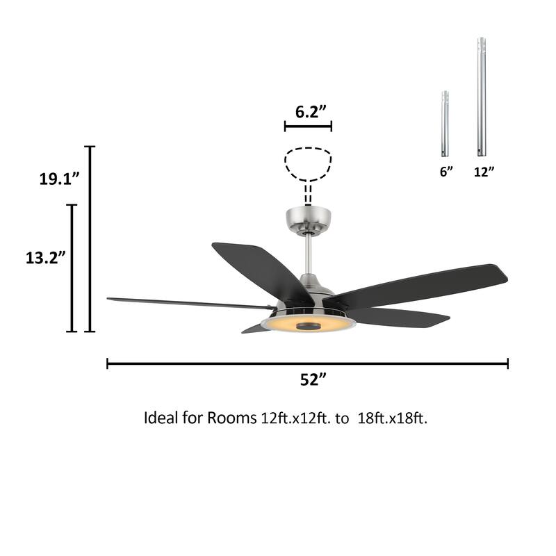 CARRO Harley 52" Smart Ceiling Fan with LED Light and Remote