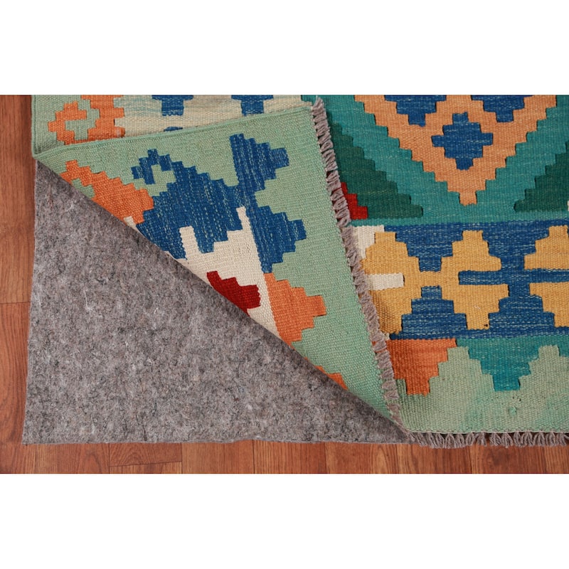 Hand Woven Oriental 100% Wool Carpet Southwestern Geometric Multi-Colored Kilim Area Rug - 8' 3'' X 5' 8''