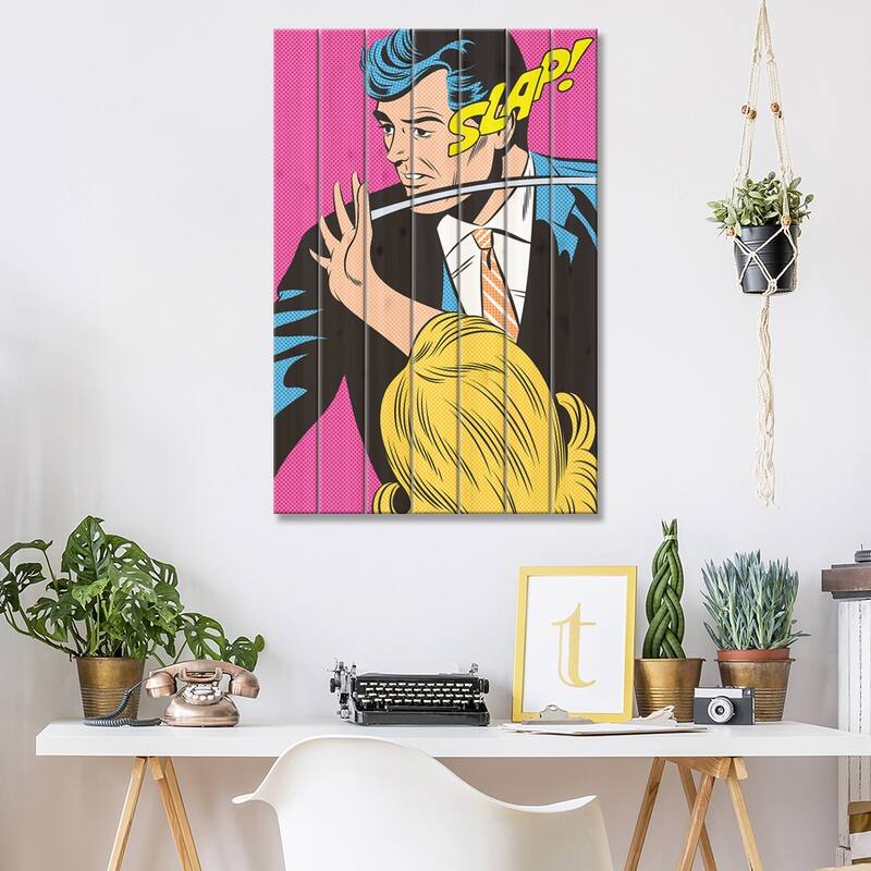 Slap! Print On Wood by Joseph McDermott - Multi-Color