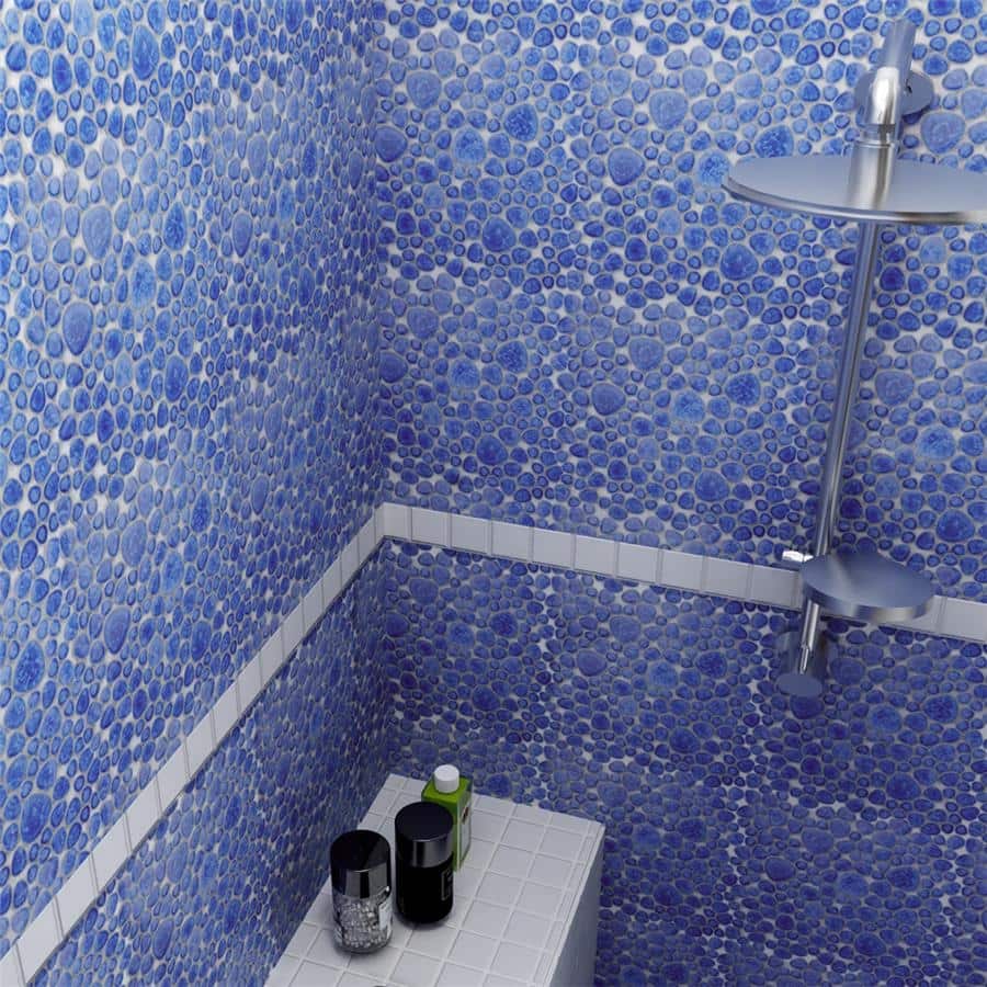 Merola Tile Pebble Blue Cloud 10-3/4" x 10-7/8" Porcelain Floor and Wall Tile