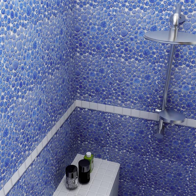 Merola Tile Pebble Blue Cloud 10-3/4" x 10-7/8" Porcelain Floor and Wall Tile
