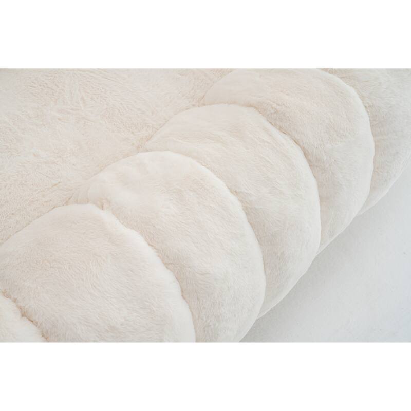 GDFStudio - Floral-Shaped 75.49" Faux Fur Loveseat Sofa with High-Density Foam