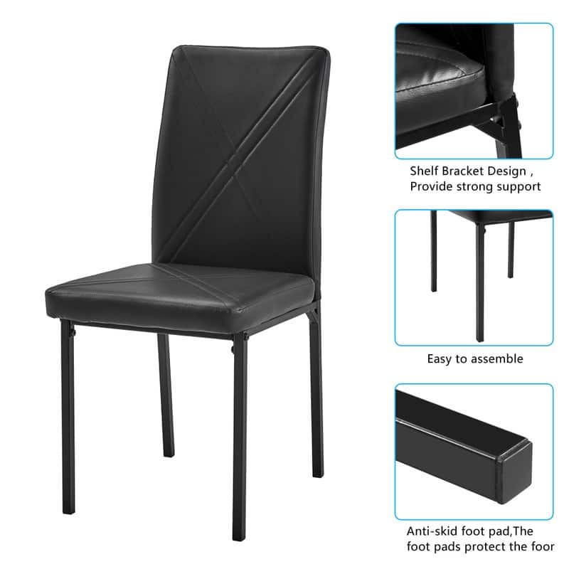 Modern Tempered Glass Table and Upholstered Chair 5-piece Dining Set