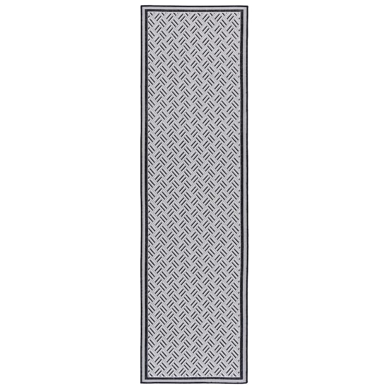 SAFAVIEH Terrace Elita Indoor/Outdoor Washable Backyard Patio Rug - 2'3" x 8' Runner - Black/White