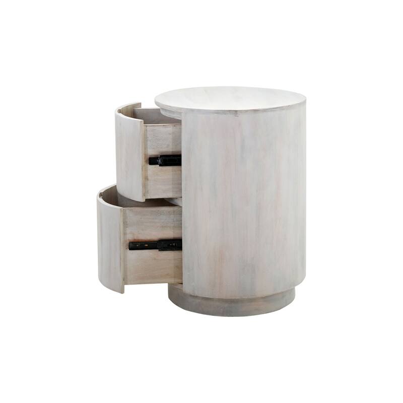 Round 2-Drawer Mango Wood Nightstand - 24" - White