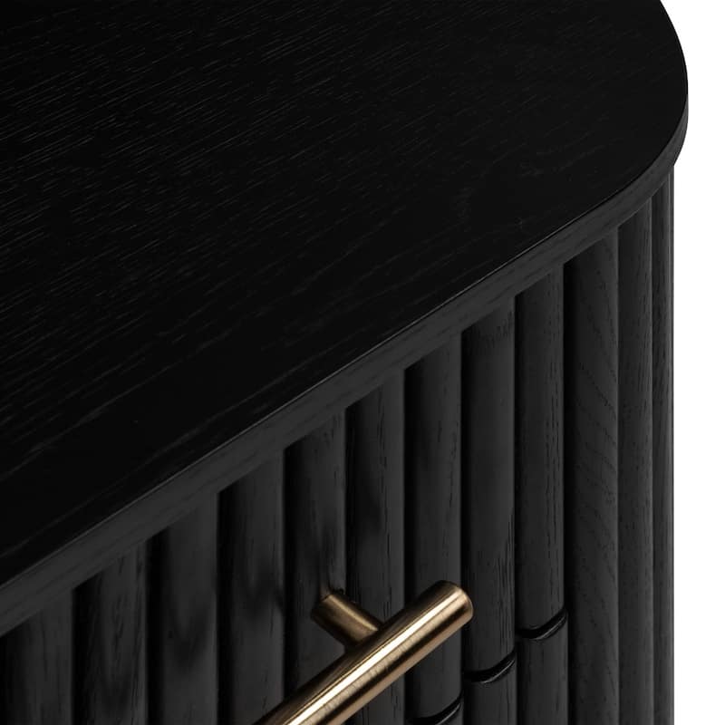 Poly & Bark Noir 3 Drawer Wood Nightstand with Ribbed Design