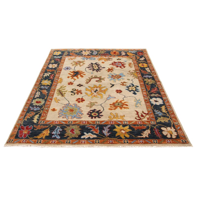 ECARPETGALLERY Hand-knotted Modern Oushak Light Khaki Wool Rug - 8'0 x 10'0