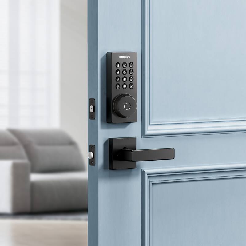 Philips Smart Wi-Fi Door Lock with Lighted Keypad and Lever Set - Matte Black