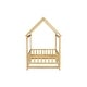 preview thumbnail 90 of 127, Wood Toddler House Bed with Roof Frame and Safety Guardrails Montessori Floor Bed without Slats No Door Houseshaped Platform Bed