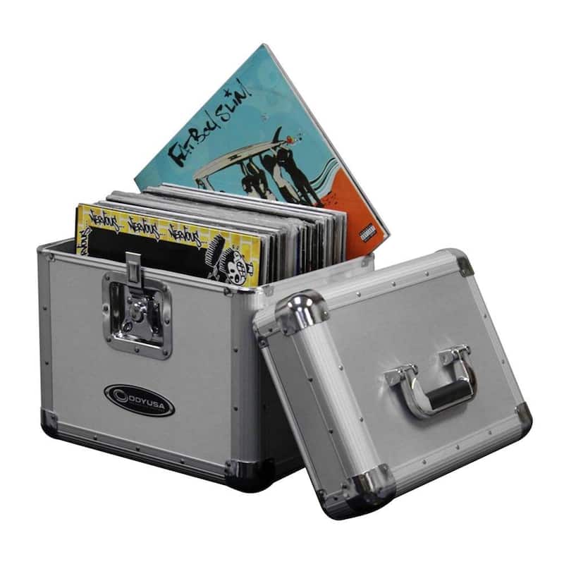 Odyssey KROM Transport Case for 70, 12 Inch Vinyl Records, Silver (2 Pack) - 10