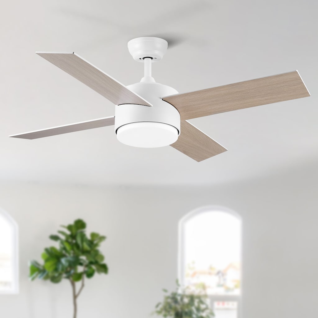 44 in. Integrated LED Indoor White Plywood Modern Ceiling Fan with Reversible Blades and Remote Control - 44 INCHES