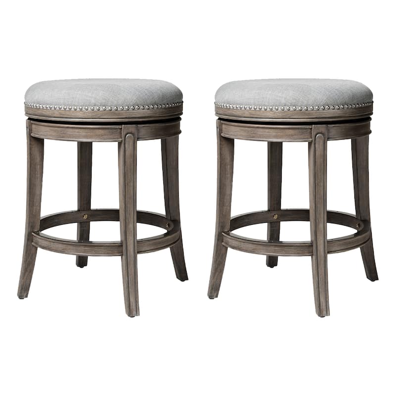 Maven Lane 26" Alexander Backless Counter Height Kitchen Stool - Set of 2 - Reclaimed Oak