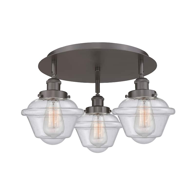 Innovations Lighting Oxford - 3 Light 18" Flush Mount - Oil Rubbed Bronze/Seedy
