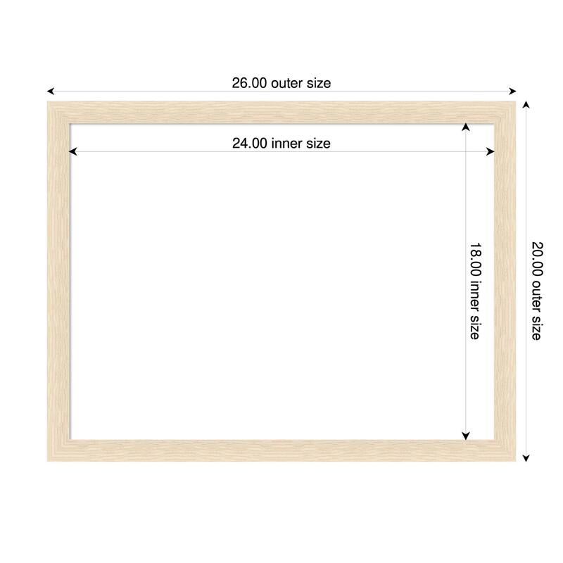 Amanti Art Woodgrain Stripe Blonde Framed Dry Erase Magnetic Board - 26 x 20 in - Woodgrain Stripe Blonde