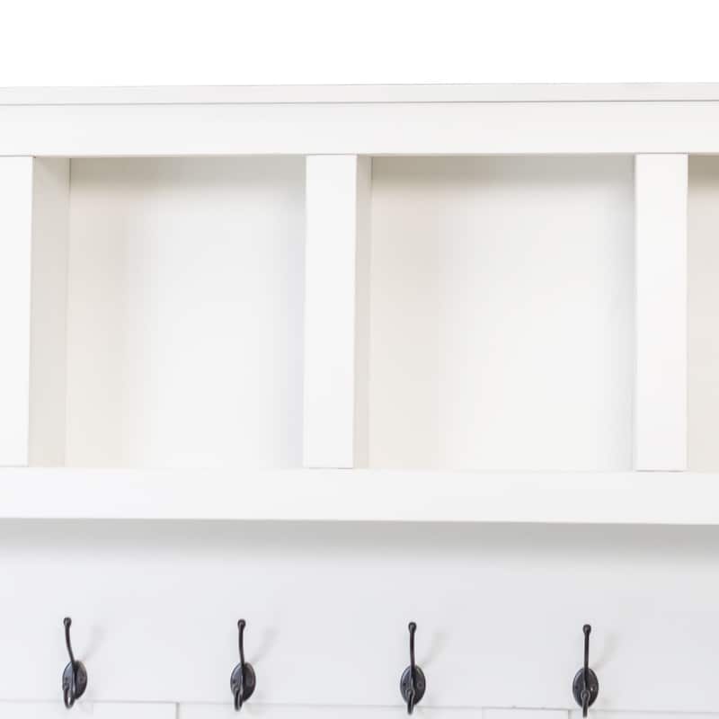 4-in-1 Entryway Hall Tree Cabinet with Shoe Storage, Wooden Coat Rack Storage Bench with Adjustable Shelves