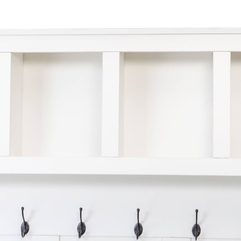 Farmhouse Wooden Style 4-in-1 Hall Tree with Storage Bench and Shoe Cubbies - 59" W × 15.7" D × 76.7" H