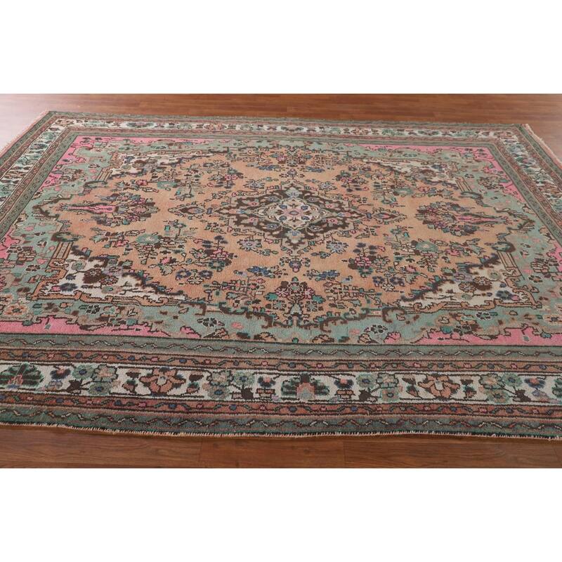 Traditional Hamedan Persian Vintage Rug Hand-Knotted Wool Carpet - 7'0"x 10'6"