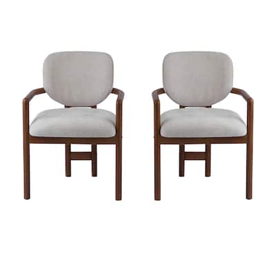 Grey-Brown Rubber Wood King Louis Style Dining Chair Set of 2 with Cushioned Seat - 24"L x 23.5"W x 33.75"H