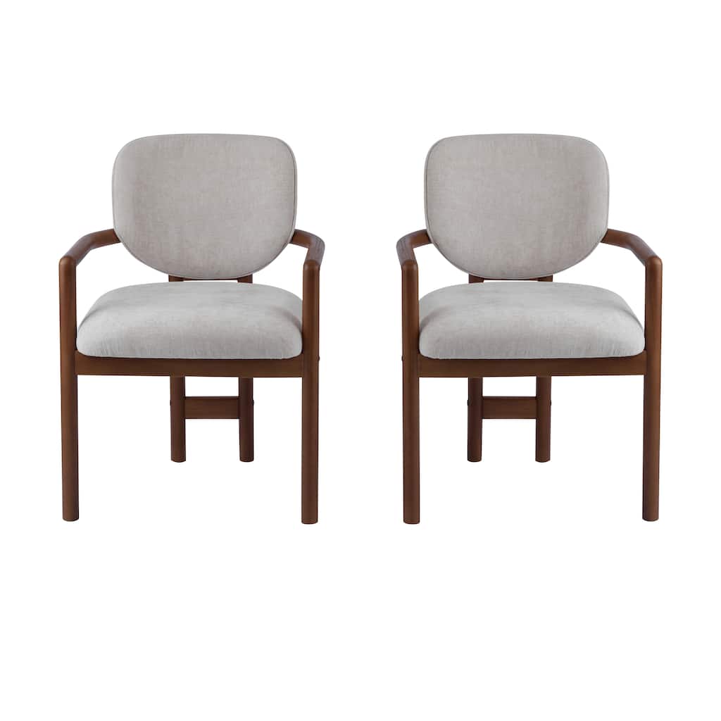 Grey-Brown Rubber Wood King Louis Style Dining Chair Set of 2 with Cushioned Seat - 24"L x 23.5"W x 33.75"H