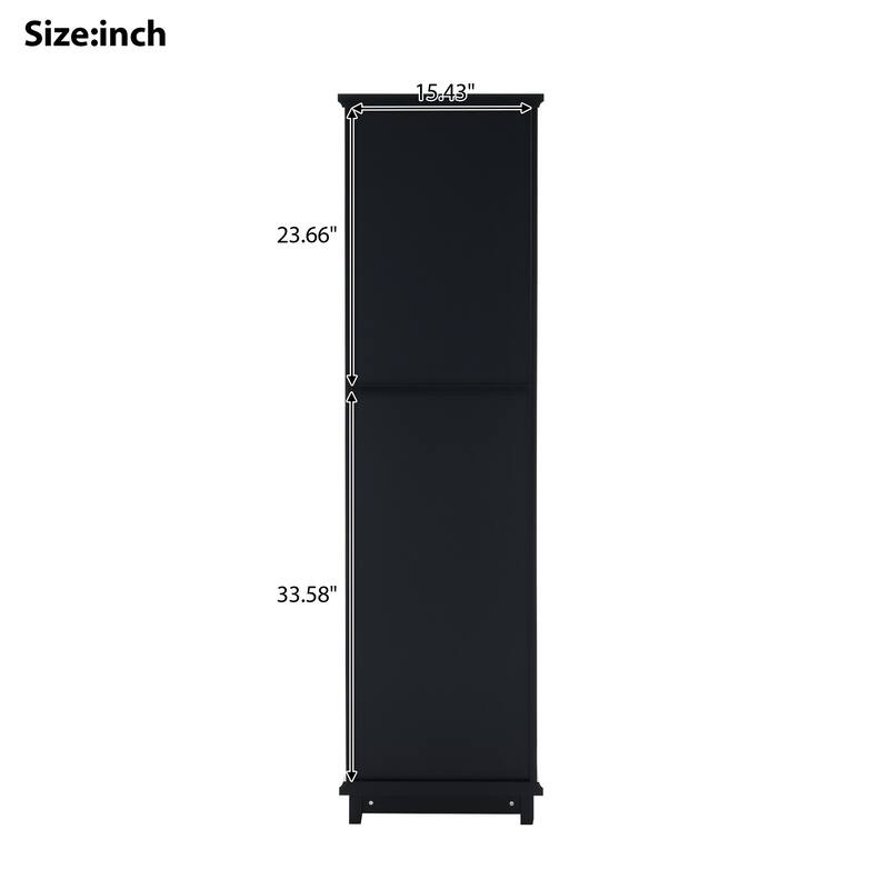 Tall Bathroom Storage Cabinet with Glass Doors and Adjustable Shelves