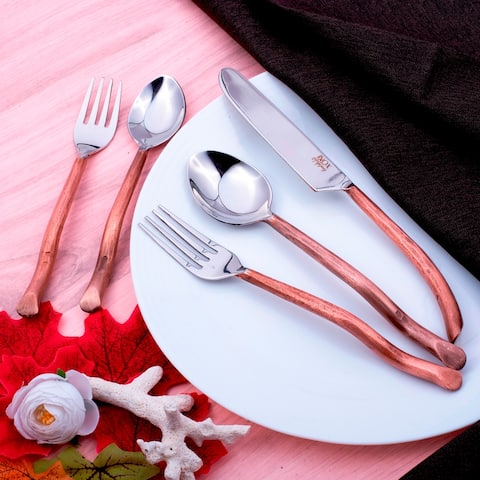 Twig Design Copper Antique 20 Pc. Flatware Set (SERVES 4 PERSON)