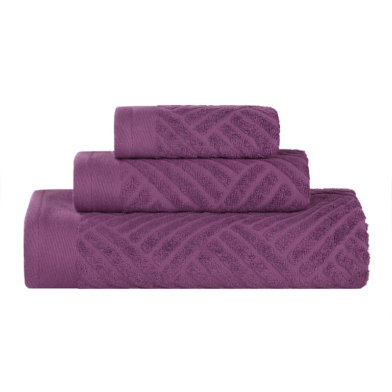 Superior Basketweave Egyptian Cotton Jacquard 3 Piece Assorted Towel Set