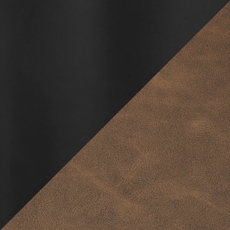 Set of 2 Brown Faux Leather Black Metal Indoor Counter Stools 33"