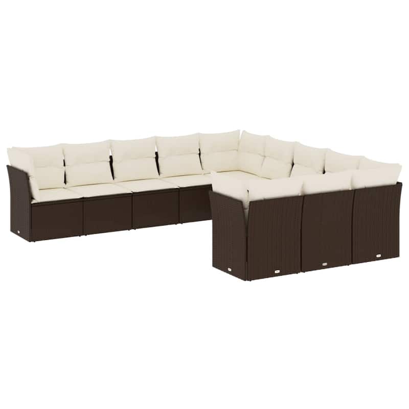 vidaXL Garden Sofa Set Brown, Cream white - 24.4 x 24.4 x 27.2