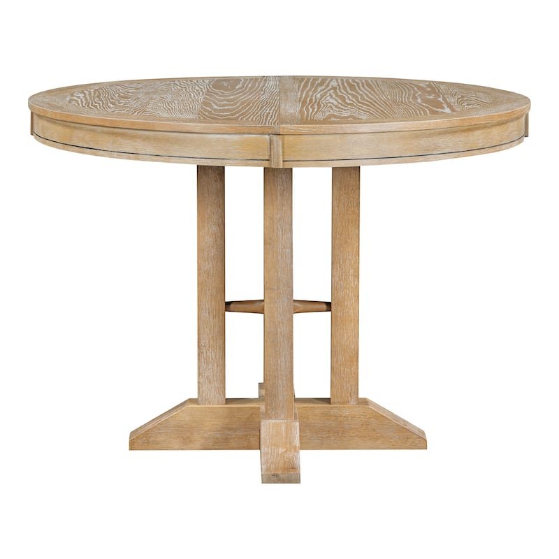 Farmhouse 56" Dining Table Expandable Round Design for Kitchen and Dining Room with X-Shape Support