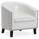 preview thumbnail 6 of 8, BELLEZE Kyara Accent Barrel Chair with Gold Nail Head Trim Black Legs
