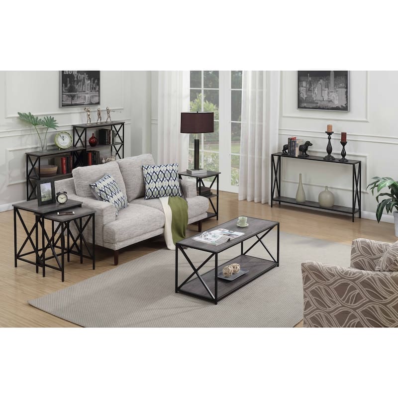 Wedge End Table - Modern Side Table with Shelf - Black/Gray Accent Furniture - 23.75