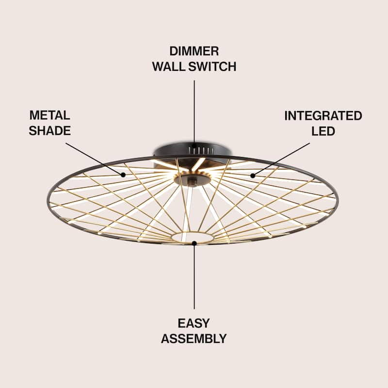 Dimmable Stripe UFO Integrated LED Flush Mount, By JONATHAN Y - 1-Light