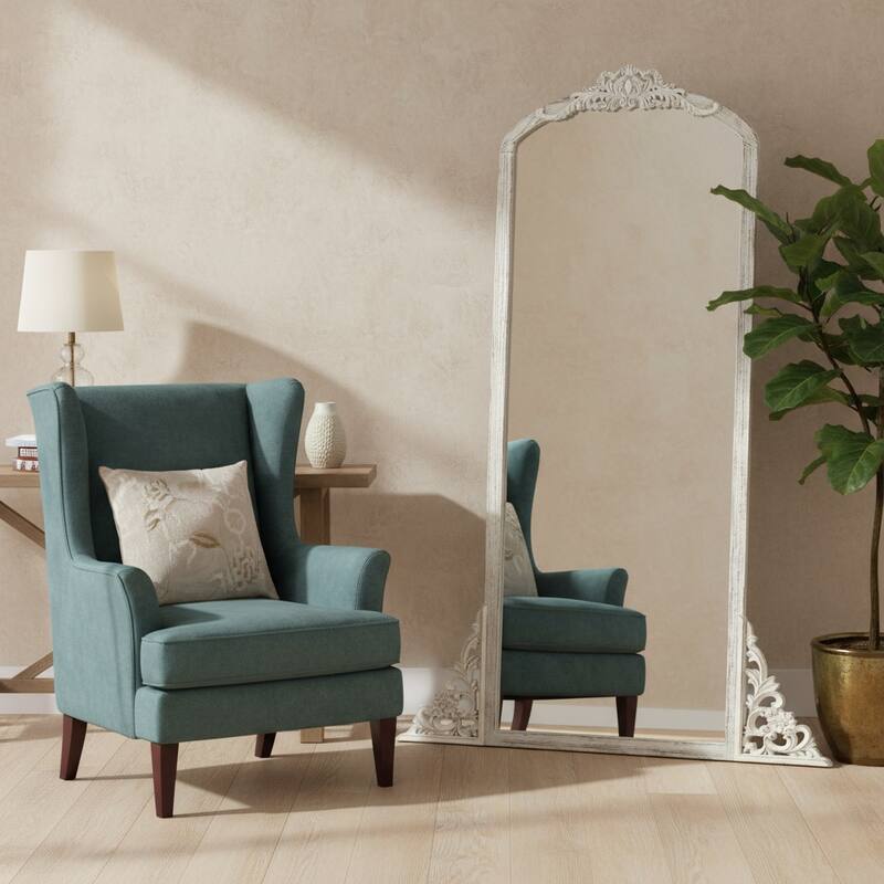 HomeRoots 67" White Solid Wood Framed Full Length Mirror - 27.51 in. x 66.81 in. x 1.57 in. - 27.51 in. x 66.81 in.  x 1.57 in.