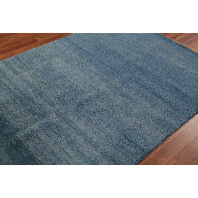 Blue Modern Gabbeh Oriental Rug Handmade Wool Carpet - 4'9" x 6'8"