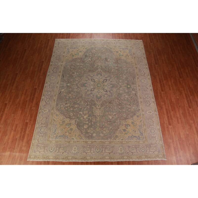 Tabriz Persian Vintage Rug Handmade Wool Carpet - 10'1" x 12'11"