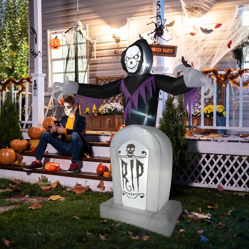 8 Feet Garden 3Pack LED String Lights Grim Reaper and Grave Inflatable Halloween Decoration