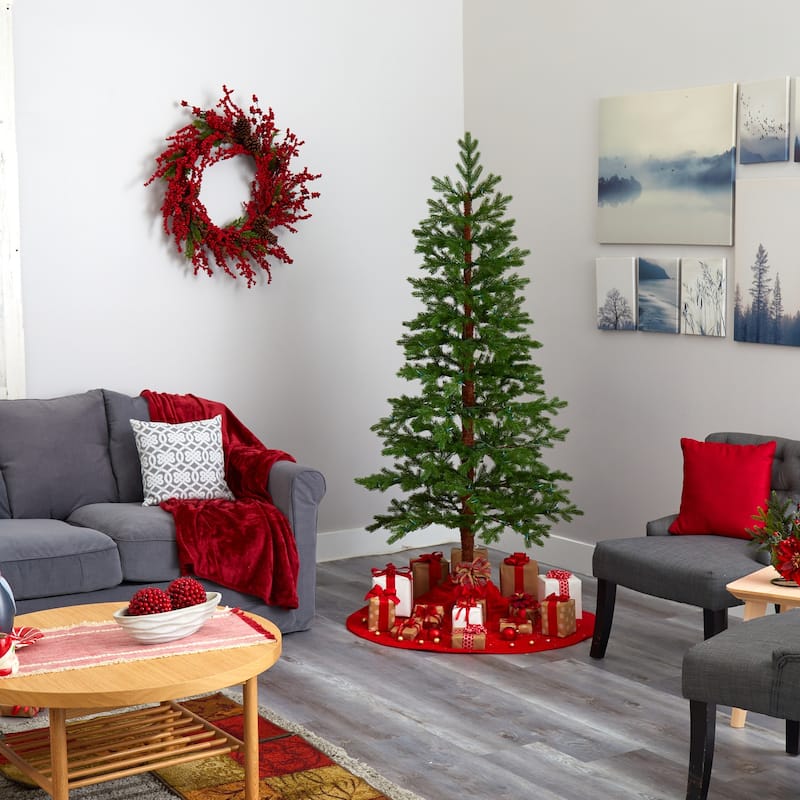6.5ft. Fir Artificial Christmas Tree with 250 Clear Warm LED Lights and 208 Branches - Charming Holiday X-Mas Glow