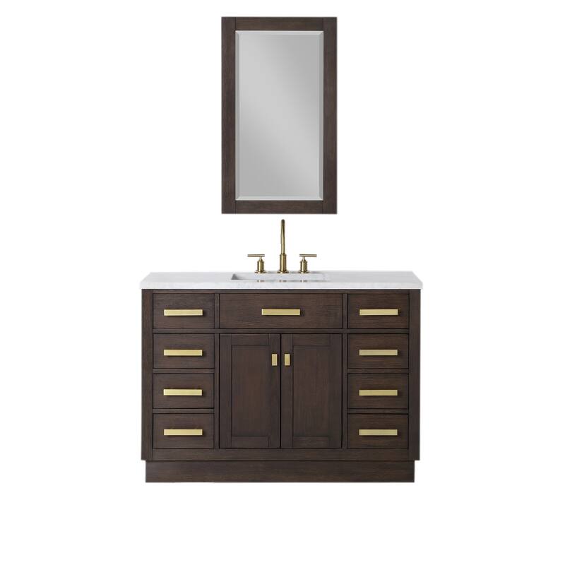 Chestnut 48" Single Bathroom Vanity Vanity with Mirror(s) and Faucet(s)