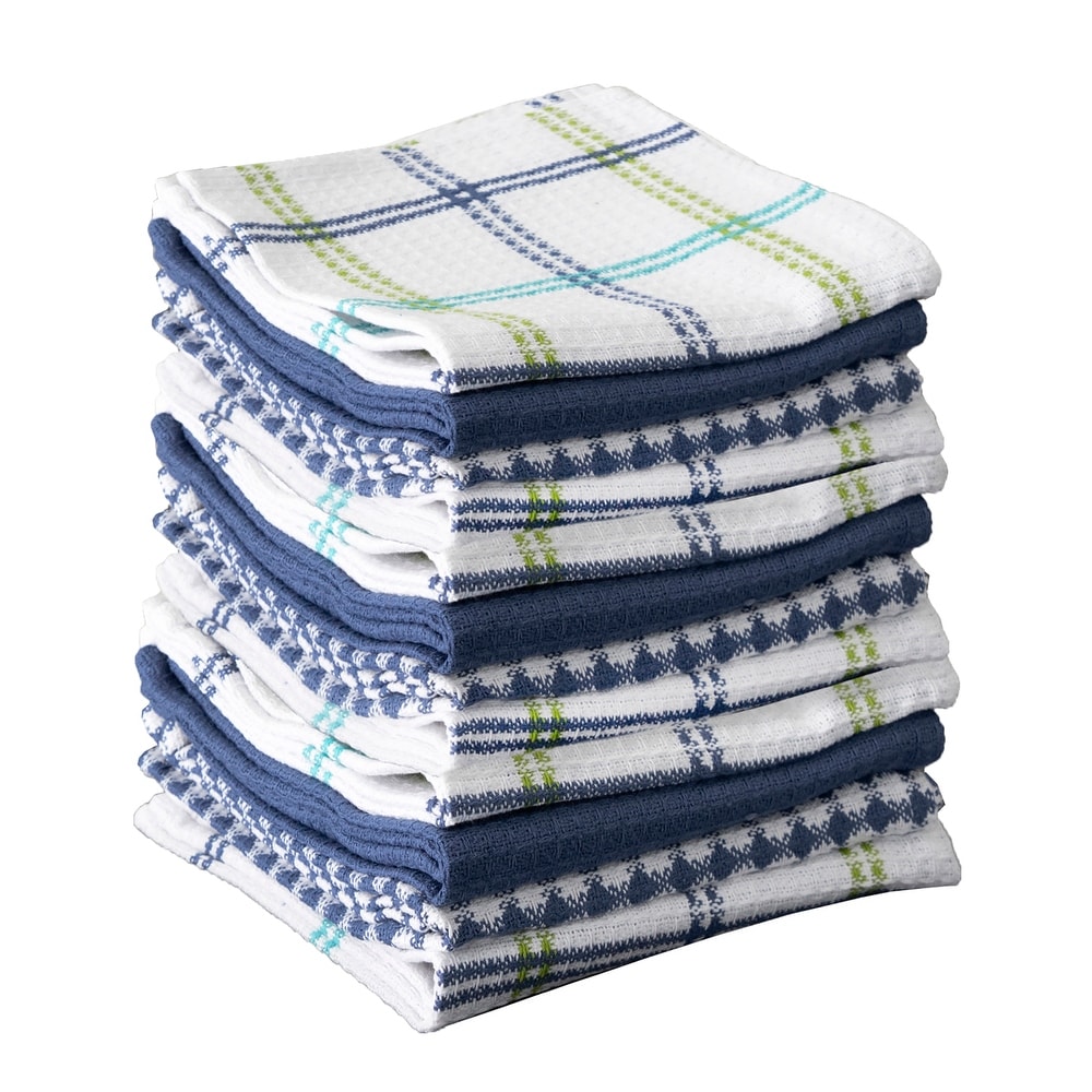 Plain Kitchen Dish Towels 15x25 Dishcloths 12x12 Microfiber 4 Pack