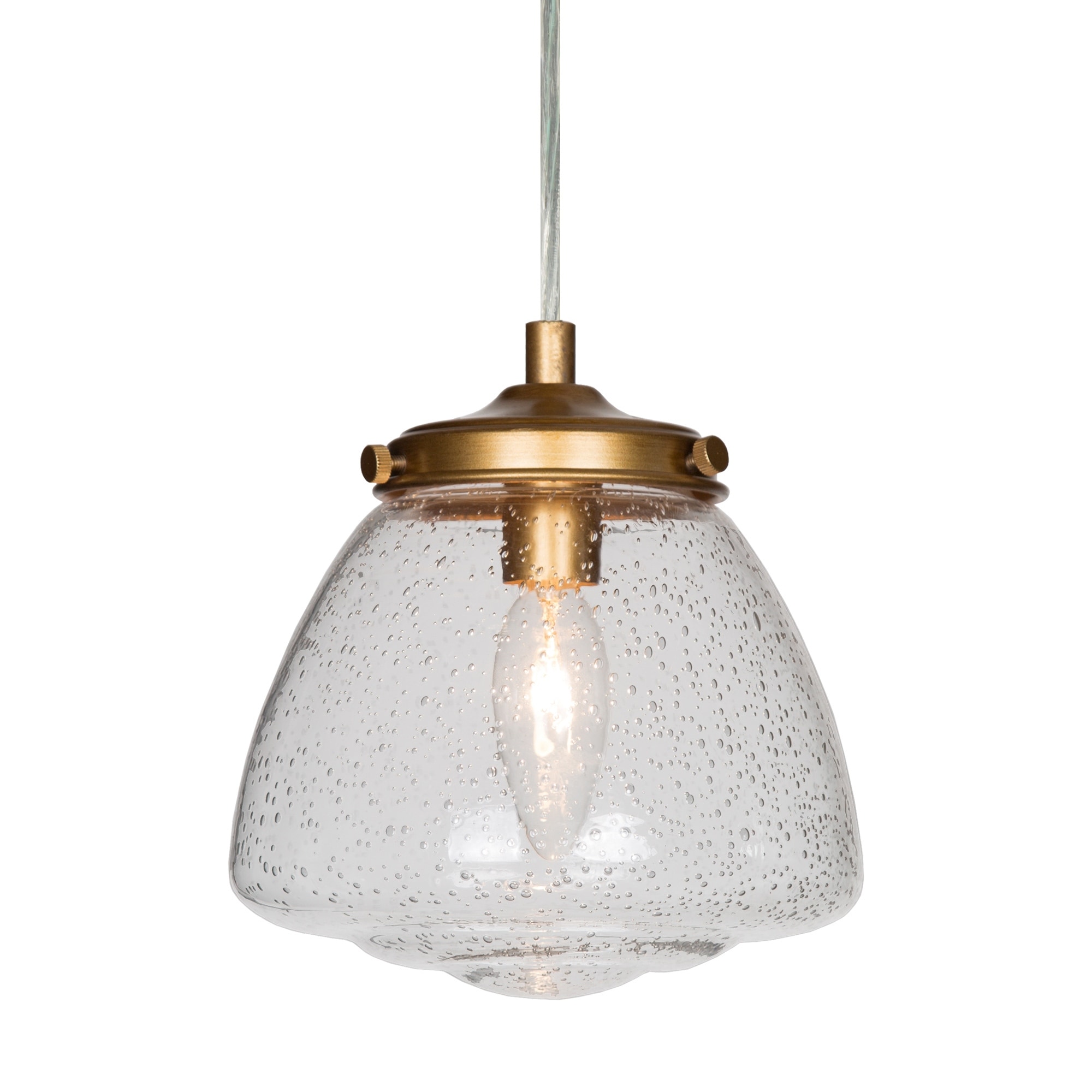 4.7 in. 1-Light Brass Gold Mini Pendant Light, Seeded Glass Pendant Hanging  Light, Modern Black Light Fixture