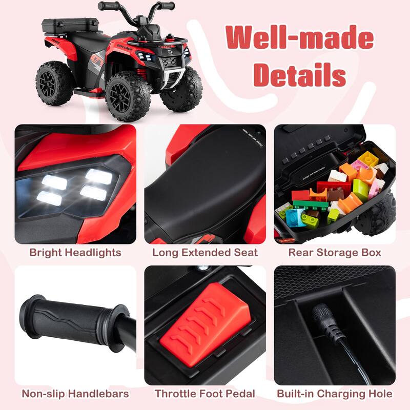Costway 6V Toddler Ride On Electric Car ATV with Lights & Music & USB - See Details