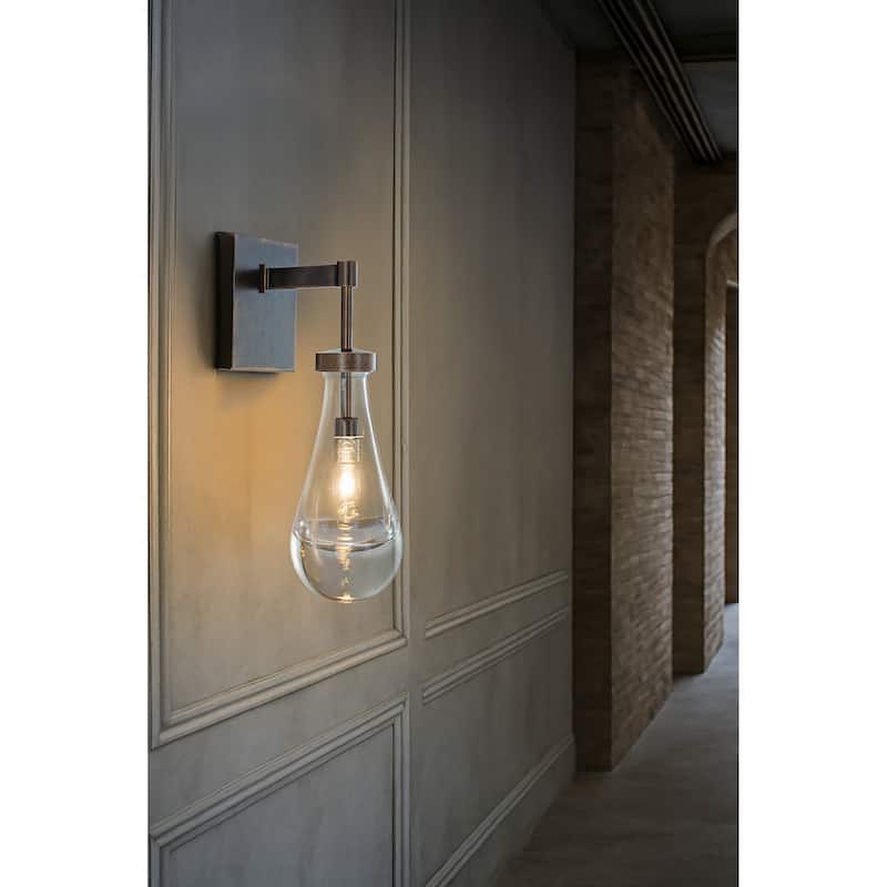 1-Light W5" Farmhouse Raindrop Glass Bronze / Brush Black Nickel Wall Light Rustic Teardrop Bathrooom Vanity Ligh - W5''